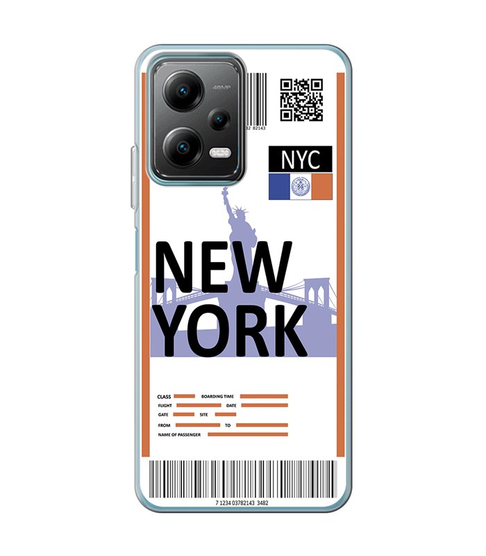 Funda para [ POCO X5 5G ] Billete de Avión [ New York ] de Silicona Flexible para Smartphone 