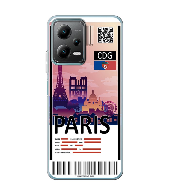 Funda para [ POCO X5 5G ] Billete de Avión [ París ] de Silicona Flexible para Smartphone 