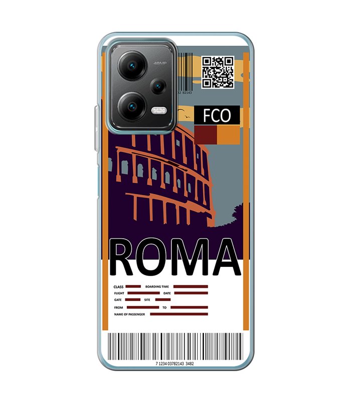 Funda para [ POCO X5 5G ] Billete de Avión [ Roma ] de Silicona Flexible para Smartphone 