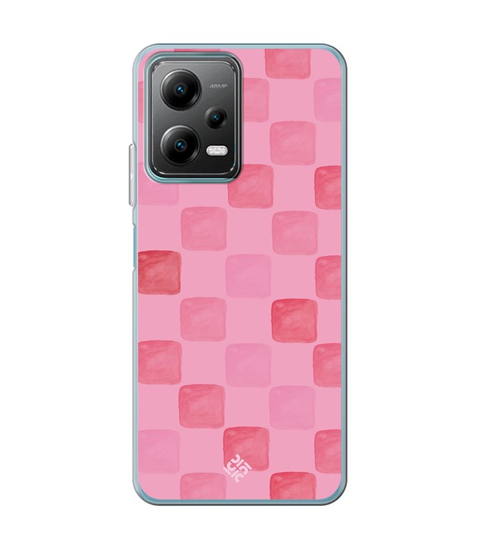 Funda para [ POCO X5 5G ] Color del Año Magenta  Checkerboard Magenta - Patrón de Cuadrados - Estilo Acuarela 