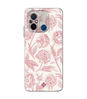 Funda para [ Xiaomi Redmi 12C ] Dibujo Botánico [ Flores Rosa Pastel ] de Silicona Flexible para Smartphone