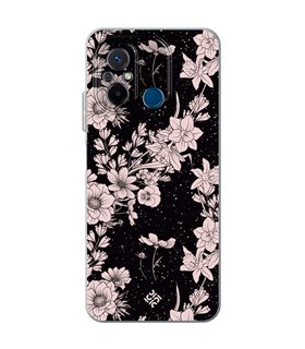 Funda para [ Xiaomi Redmi 12C ] Dibujo Botánico [ Flores de amapola daffodil, anémona, violeta en fondo estrellado ] 