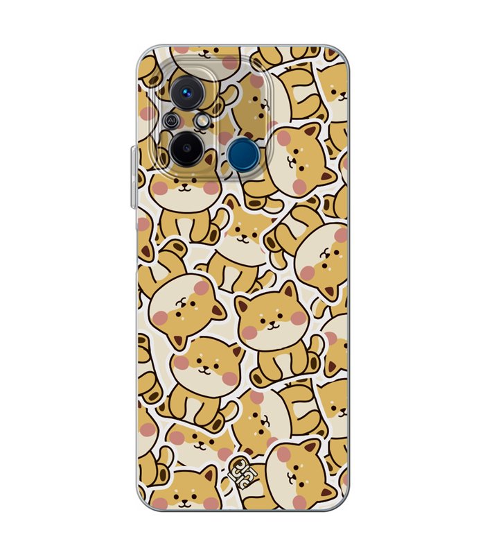 Funda para [ Xiaomi Redmi 12C ] Dibujo Cute [ Pegatinas Perrito Shiba ] de Silicona Flexible para Smartphone