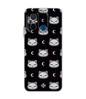 Funda para [ Xiaomi Redmi 12C ] Dibujo Cute [ Gato Negro Lunar ] de Silicona Flexible para Smartphone