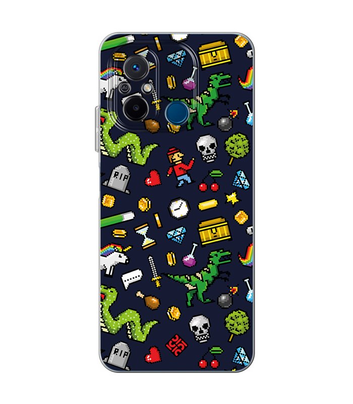 Funda para [ Xiaomi Redmi 12C ] Dibujo Gamers [ Iconos de Juego Retro Pixel Art 8 Bits ] de Silicona Flexible