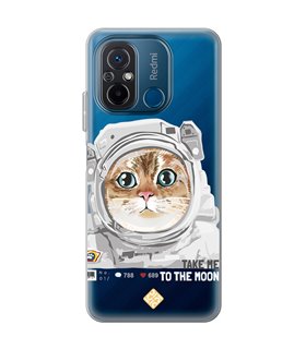 Funda para [ Xiaomi Redmi 12C ] Dibujo Mascotas [ Gato Astronauta - Take Me To The Moon ] 
