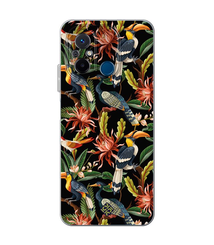 Funda para [ Xiaomi Redmi 12C ] Dibujo Mascotas [ Estampado Aves y Hojas y Flores Tropicales ] de Silicona