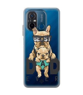 Funda para [ Xiaomi Redmi 12C ] Dibujo Mascotas [ Perro Bulldog - Best Dad Ever ] de Silicona Flexible