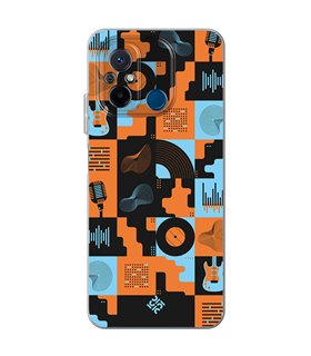 Funda para [ Xiaomi Redmi 12C ] Diseño Música [ Iconos Música Naranja y Azul ] de Silicona Flexible