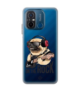 Funda para [ Xiaomi Redmi 12C ] Diseño Música [ Pug Perro con Auriculares ] de Silicona Flexible