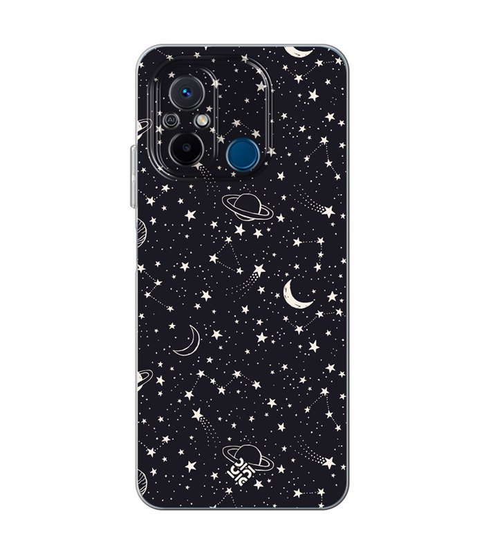 Funda para [ Xiaomi Redmi 12C ] Dibujo Tendencias [ Fondo Estrellado con Planetas ] de Silicona Flexible