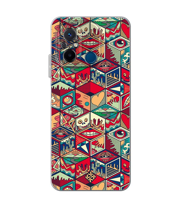 Funda para [ Xiaomi Redmi 12C ] Dibujo Auténtico [ Diseño Doodle Arte con Elementos Ornamentales ] de Silicona