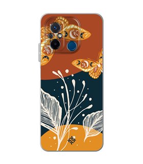 Funda para [ Xiaomi Redmi 12C ] Dibujo Auténtico [ Arte Contemporáneo - Hojas y Mariposas ] de Silicona Flexible