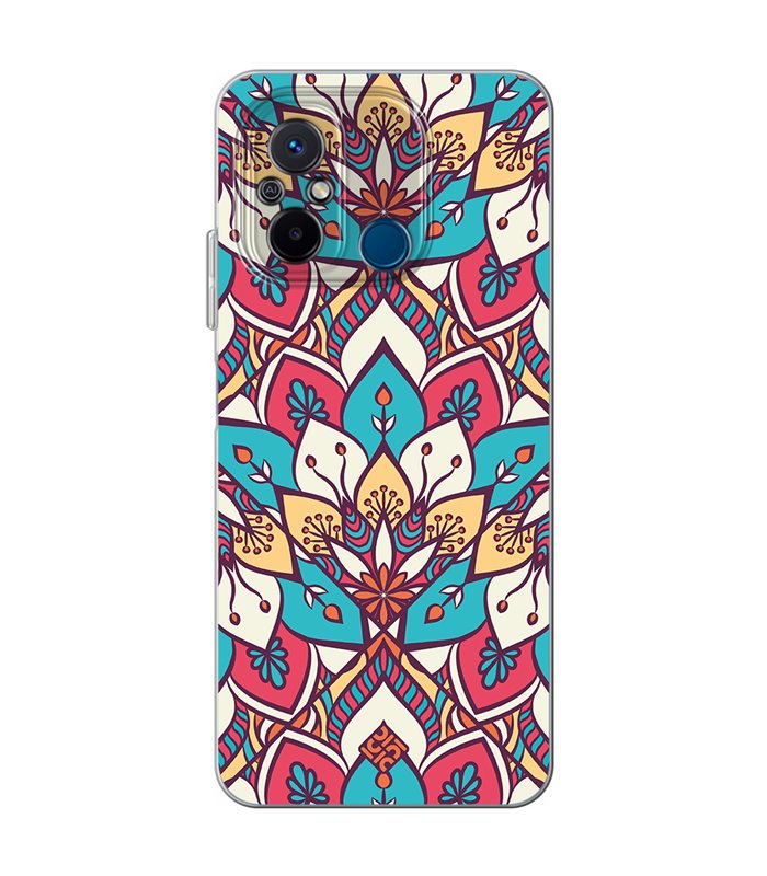 Funda para [ Xiaomi Redmi 12C ] Dibujo Auténtico [ Mosaico Floral Mandala ] de Silicona Flexible para Smartphone