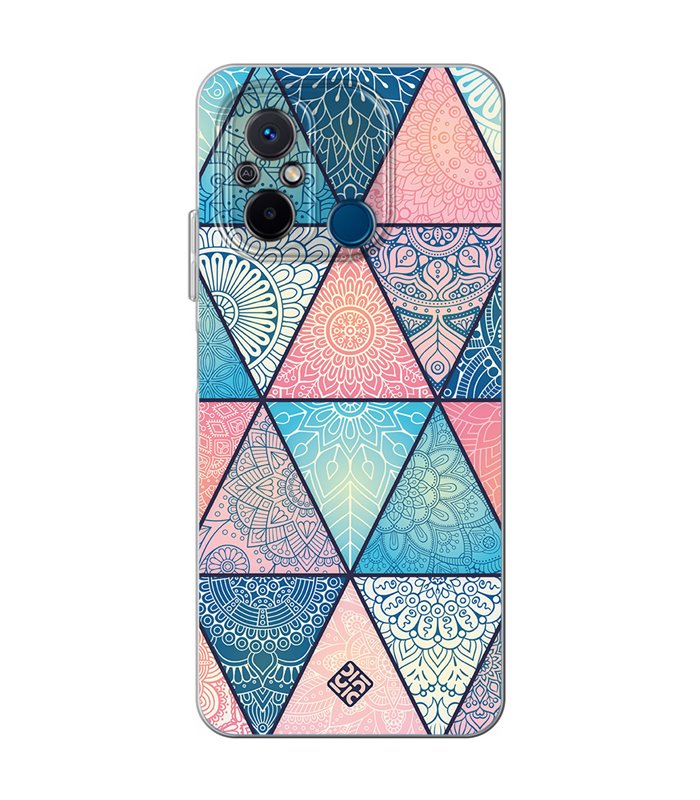 Funda para [ Xiaomi Redmi 12C ] Dibujo Auténtico [ Mosaico Triangular Mandala ] de Silicona Flexible