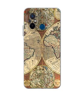 Funda para [ Xiaomi Redmi 12C ] Dibujo Auténtico [ Antiguo Mapa Mundi ] de Silicona Flexible