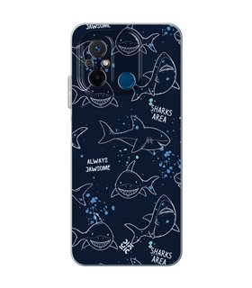 Funda para [ Xiaomi Redmi 12C ] Dibujo Auténtico [ Sharks Area ] de Silicona Flexible para Smartphone