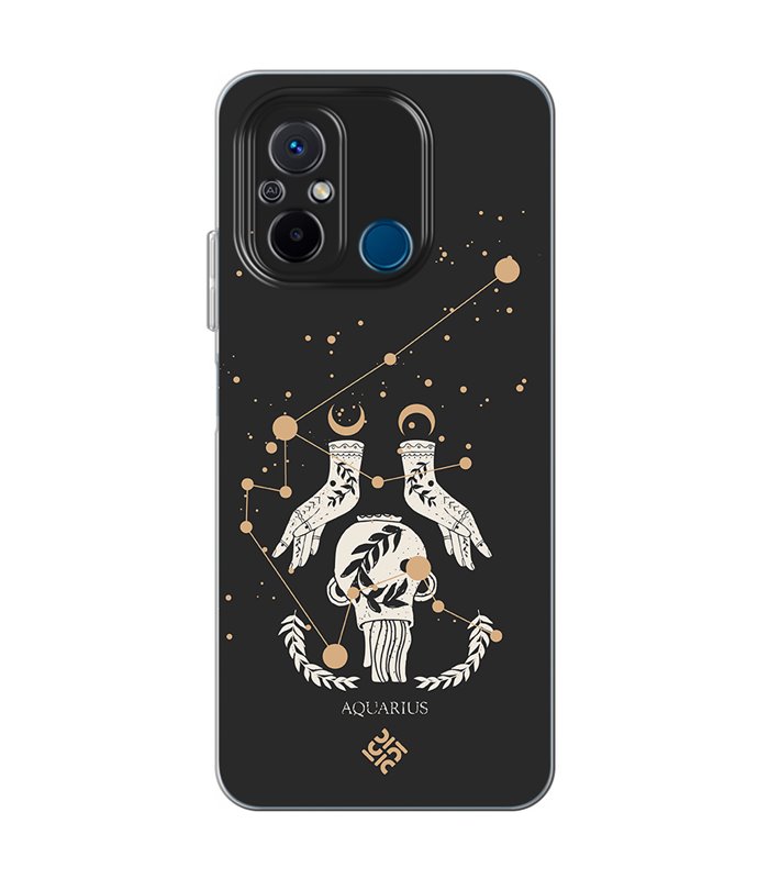 Funda para [ Xiaomi Redmi 12C ] Dibujo Zodiaco [ Signo Zodiacal - Acuario ] de Silicona Flexible para Smartphone 