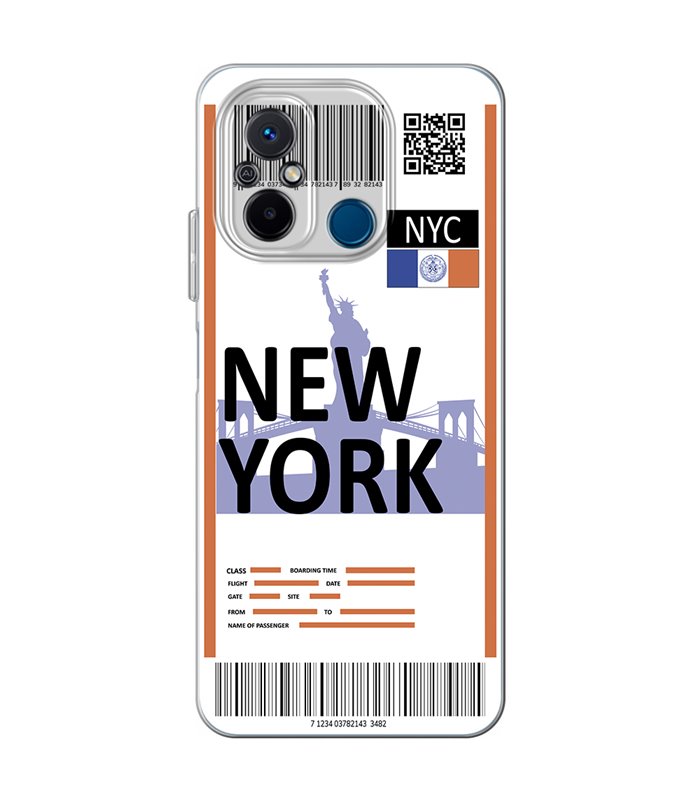 Funda para [ Xiaomi Redmi 12C ] Billete de Avión [ New York ] de Silicona Flexible para Smartphone 