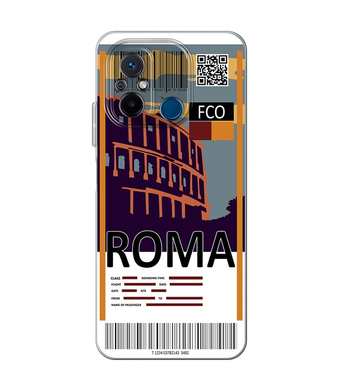 Funda para [ Xiaomi Redmi 12C ] Billete de Avión [ Roma ] de Silicona Flexible para Smartphone 