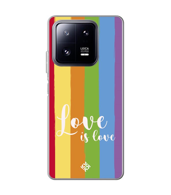 Funda para [ Xiaomi 13 Pro ] Dibujo Auténtico [ Love is Love - Arcoiris ] de Silicona Flexible