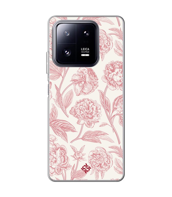 Funda para [ Xiaomi 13 Pro ] Dibujo Botánico [ Flores Rosa Pastel ] de Silicona Flexible para Smartphone