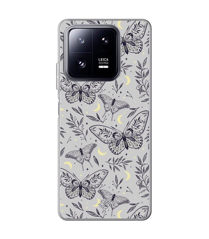 Funda para [ Xiaomi 13 Pro ] Dibujo Esotérico [ Boho Fondo Mágico con Elementos de Espacio Gris Estrellas ] 