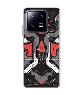 Funda para [ Xiaomi 13 Pro ] Dibujo Gamers [ Cyberpunk Rojo y Grises ] de Silicona Flexible para Smartphone