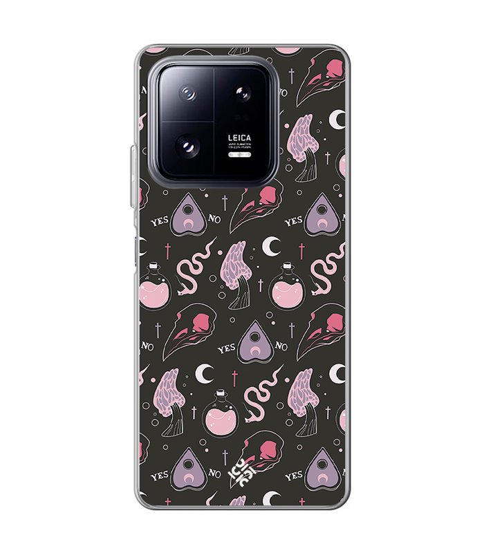 Funda para [ Xiaomi 13 Pro ] Dibujo Gotico [ Diseño Brujería en Tonos Pastel y Fondo Negro ] de Silicona