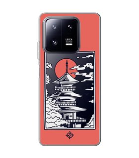 Funda para [ Xiaomi 13 Pro ] Dibujo Japones [ Pagoda con Fondo Transparente Japonesa ] de Silicona Flexible