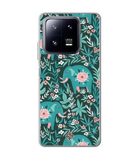 Funda para [ Xiaomi 13 Pro ] Dibujo Mascotas [ Estampado Elefantes Florales ] de Silicona Flexible 