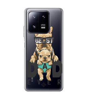 Funda para [ Xiaomi 13 Pro ] Dibujo Mascotas [ Perro Bulldog - Best Dad Ever ] de Silicona Flexible