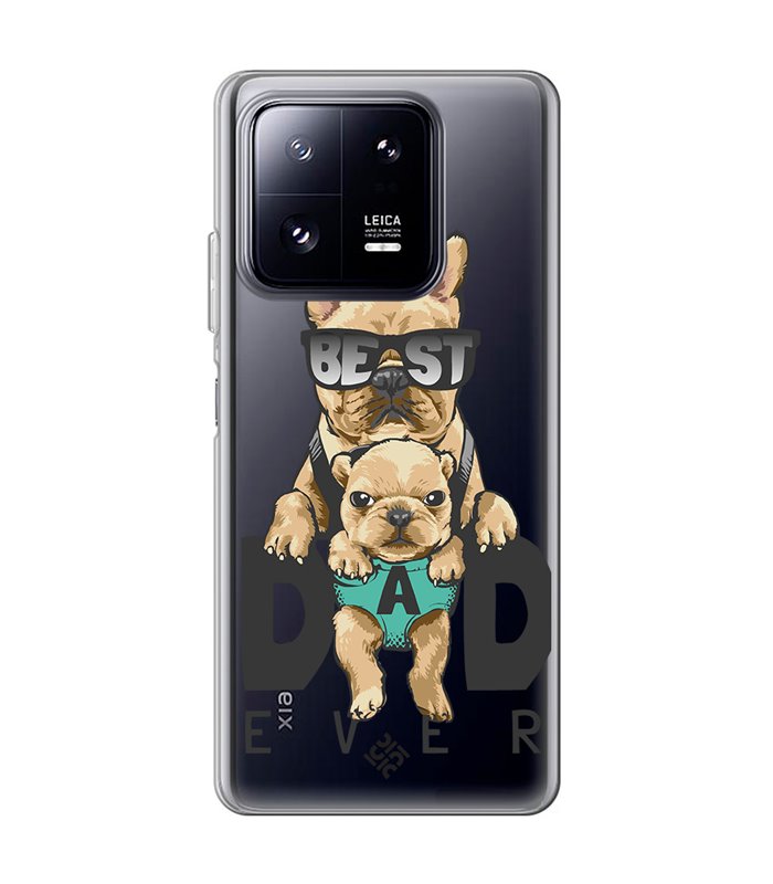 Funda para [ Xiaomi 13 Pro ] Dibujo Mascotas [ Perro Bulldog - Best Dad Ever ] de Silicona Flexible