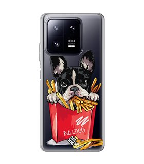 Funda para [ Xiaomi 13 Pro ] Dibujo Mascotas [ Perrito Bulldog con Patatas ] de Silicona Flexible