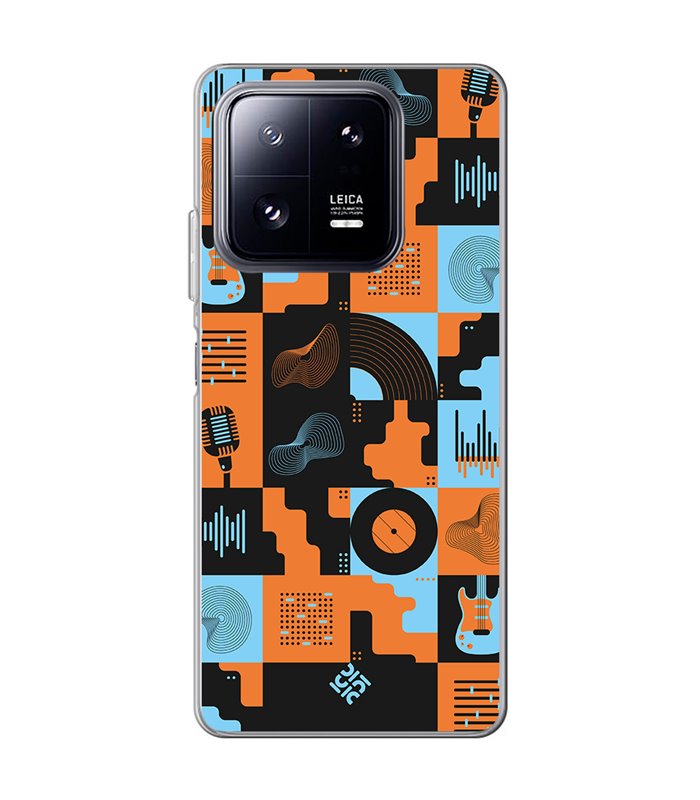 Funda para [ Xiaomi 13 Pro ] Diseño Música [ Iconos Música Naranja y Azul ] de Silicona Flexible