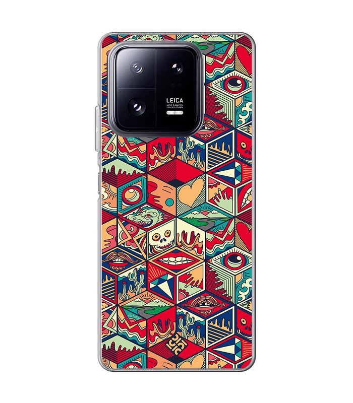 Funda para [ Xiaomi 13 Pro ] Dibujo Auténtico [ Diseño Doodle Arte con Elementos Ornamentales ] de Silicona