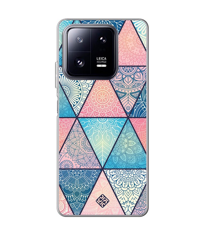 Funda para [ Xiaomi 13 Pro ] Dibujo Auténtico [ Mosaico Triangular Mandala ] de Silicona Flexible