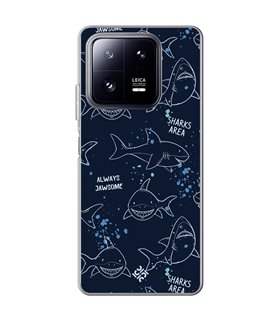 Funda para [ Xiaomi 13 Pro ] Dibujo Auténtico [ Sharks Area ] de Silicona Flexible para Smartphone