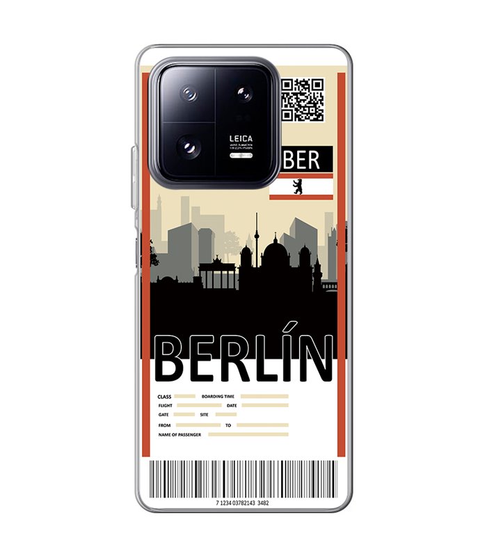 Funda para [ Xiaomi 13 Pro ] Billete de Avión [ Berlín ] de Silicona Flexible para Smartphone 
