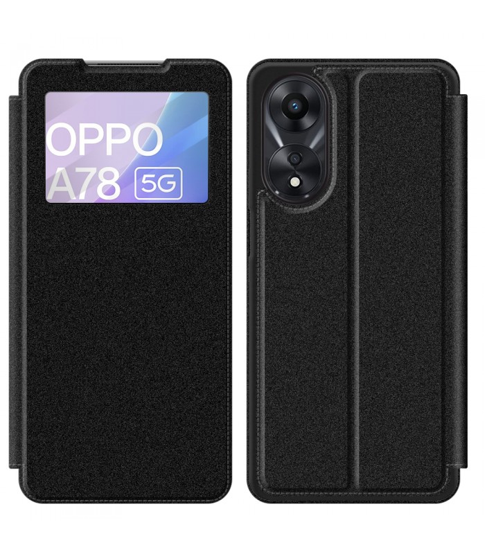 Funda Libro [OPPO A78 5G] Negro con Silicona TPU Resistente para Smartphone