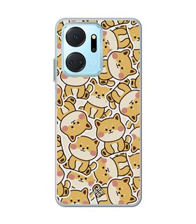 Funda para [ Honor X7A ] Dibujo Cute [ Pegatinas Perrito Shiba ] de Silicona Flexible para Smartphone