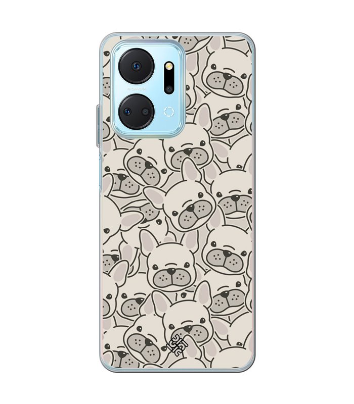 Funda para [ Honor X7A ] Dibujo Cute [ Pegatinas Perrito Bulldog Frances ] de Silicona Flexible