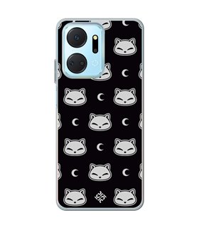 Funda para [ Honor X7A ] Dibujo Cute [ Gato Negro Lunar ] de Silicona Flexible para Smartphone