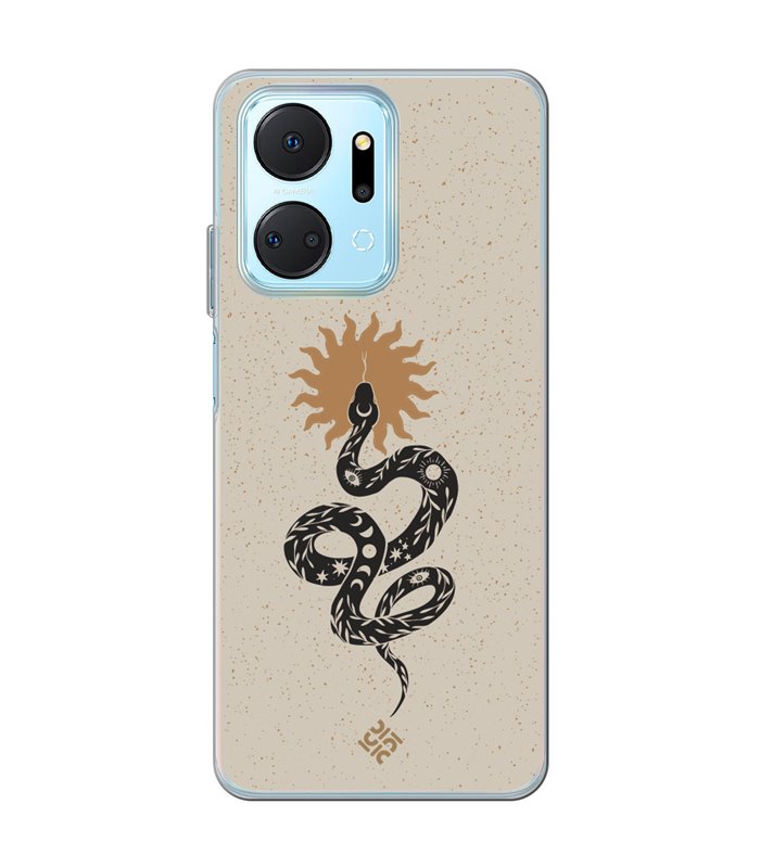 Funda para [ Honor X7A ] Dibujo Esotérico [ Serpiente Esotérica y Signo Solar ] de Silicona Flexible