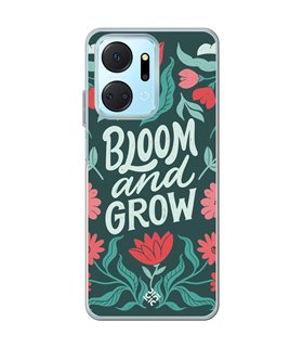 Funda para [ Honor X7A ] Dibujo Frases Guays [ Flores Bloom and Grow ] de Silicona Flexible para Smartphone