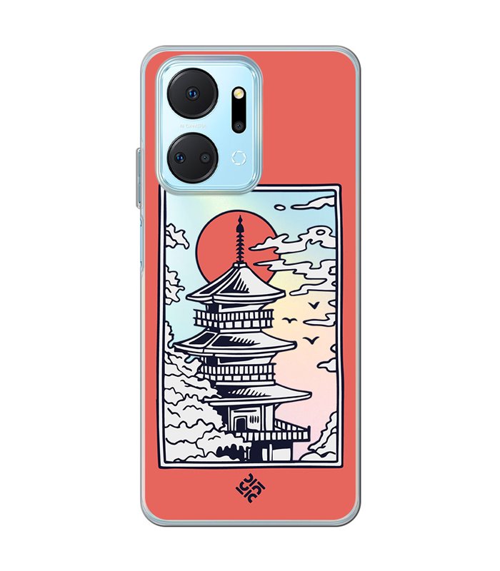 Funda para [ Honor X7A ] Dibujo Japones [ Pagoda con Fondo Transparente Japonesa ] de Silicona Flexible
