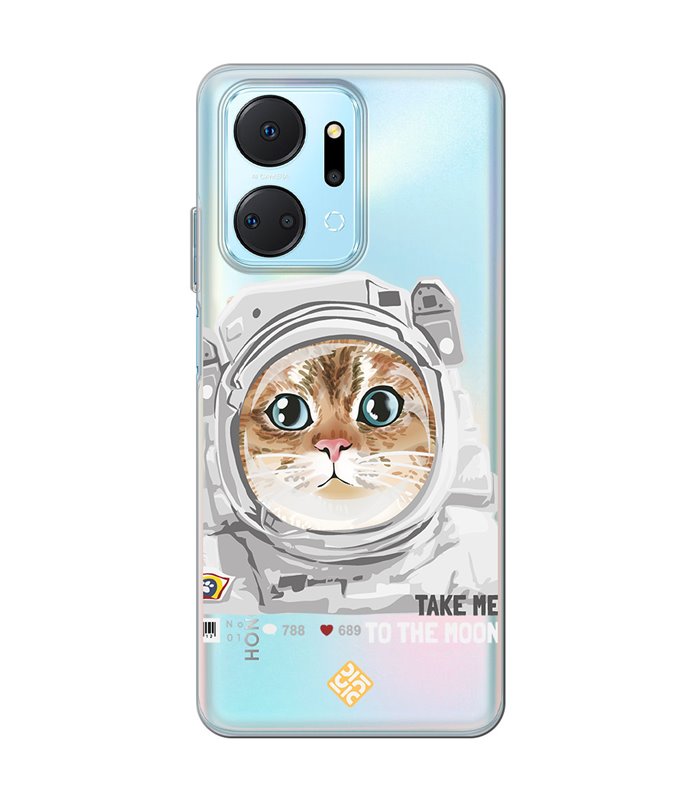 Funda para [ Honor X7A ] Dibujo Mascotas [ Gato Astronauta - Take Me To The Moon ] 