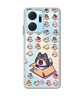 Funda para [ Honor X7A ] Dibujo Mascotas [ Gatos en Cajas ] de Silicona Flexible para Smartphone 