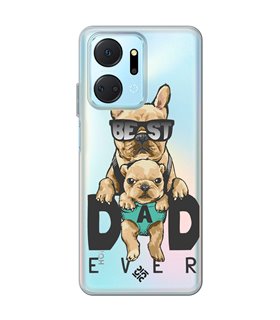 Funda para [ Honor X7A ] Dibujo Mascotas [ Perro Bulldog - Best Dad Ever ] de Silicona Flexible