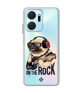 Funda para [ Honor X7A ] Diseño Música [ Pug Perro con Auriculares ] de Silicona Flexible